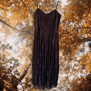 1990s Black Lace Corset Style Evening Dress